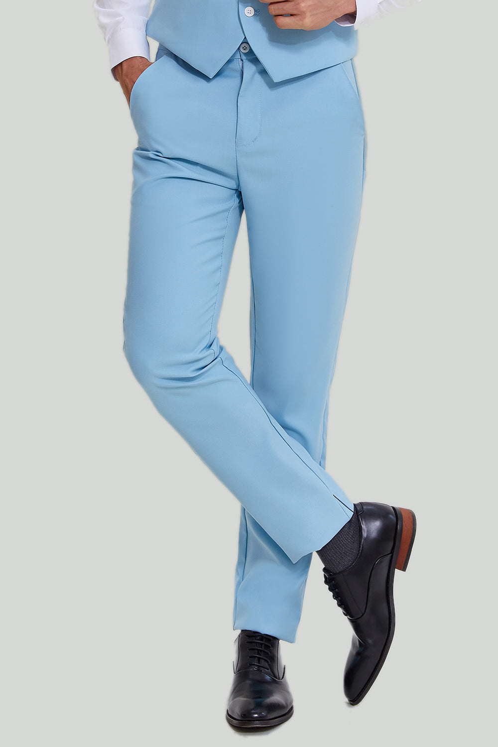 Bleu ciel 3 pièces Notched Lapel Costume Moderne Pour Homme