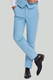 Bleu ciel 3 pièces Notched Lapel Costume Moderne Pour Homme