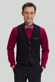 Costume à revers châle Coupe ajustée 3 pièces pour homme noir