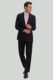 Blazer à revers cranté en satin noir Jacquard