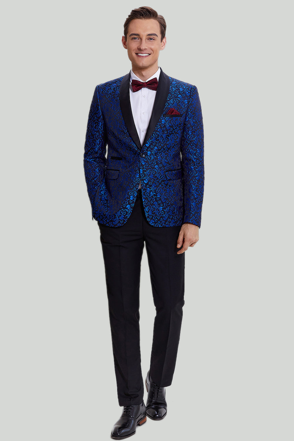 Bleu royal Shawl Lapel 2 Pièce Slim fit Costume Homme