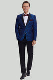 Bleu royal Shawl Lapel 2 Pièce Slim fit Costume Homme