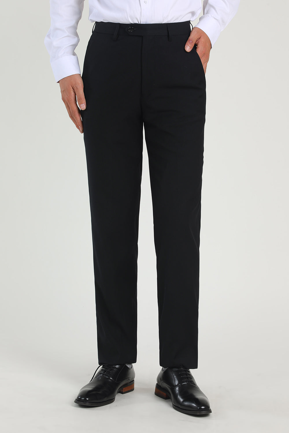Noir High Waisted Suit Pantalon Hommes pour Mariage