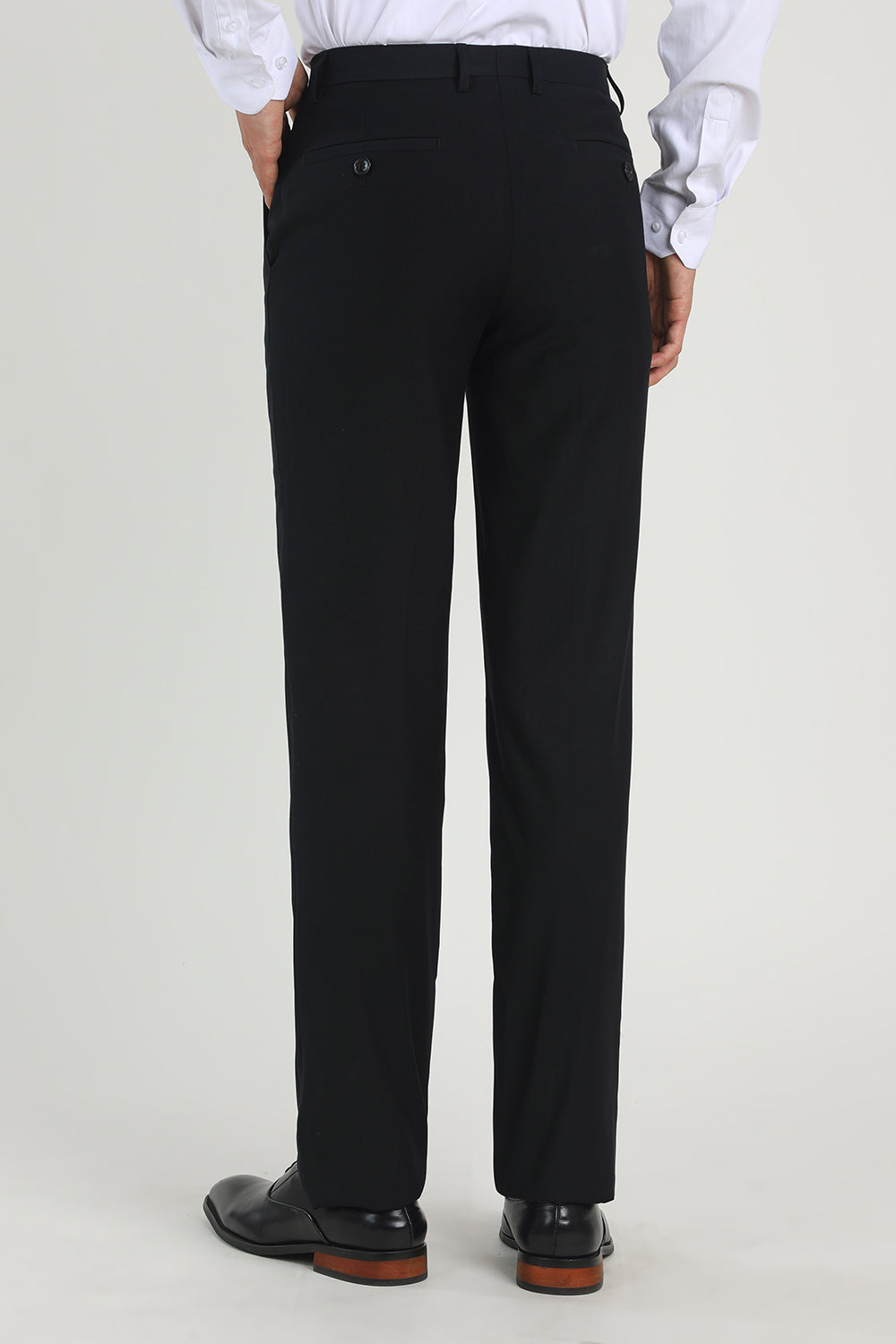 Noir High Waisted Suit Pantalon Hommes pour Mariage