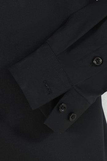 Chemise de costume à manches longues noires solides pour hommes