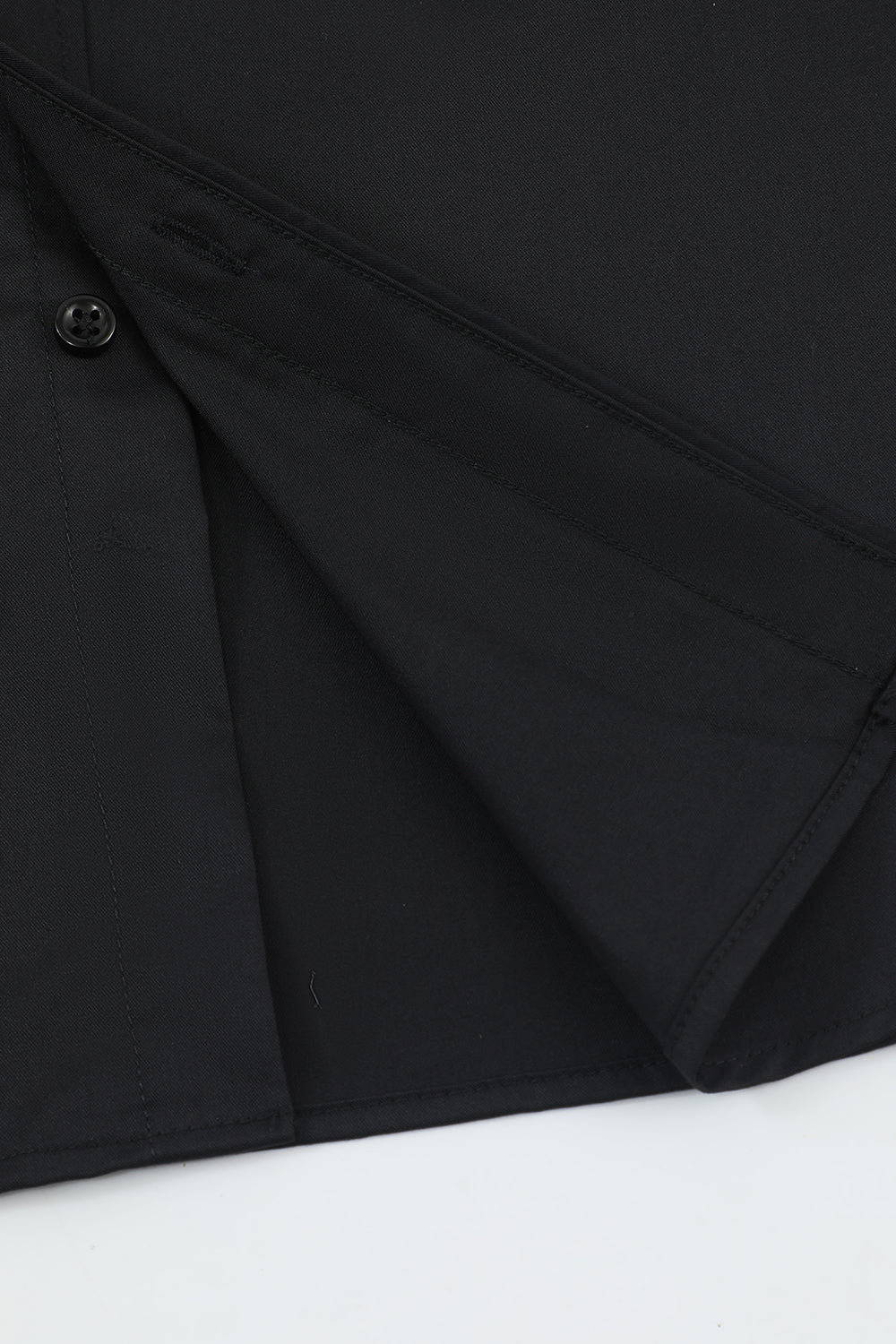 Chemise de costume à manches longues noires solides pour hommes