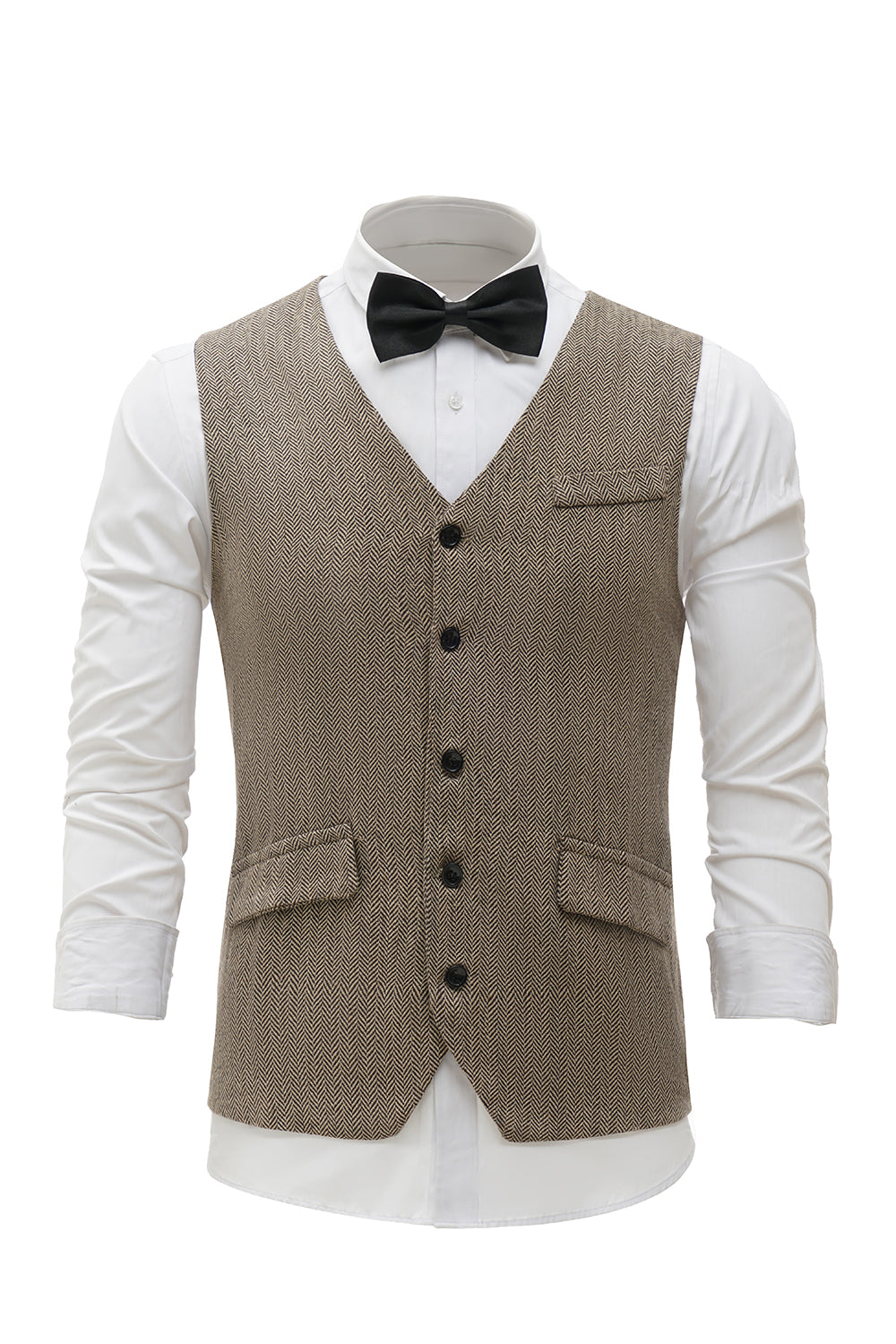 Khaki Solid Single Breasted Shawl Lapel Veste de costume pour hommes