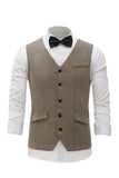 Khaki Solid Single Breasted Shawl Lapel Veste de costume pour hommes