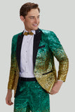Or Vert Homme 2 Pièces Revers Crachés Paillettes Costumes