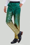Or Vert Homme 2 Pièces Revers Crachés Paillettes Costumes