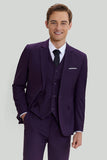 Revers cranté violet 3 Pièces Un Bouton Costumes Hommes