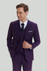 Charger l&#39;image dans la galerie, Revers cranté violet 3 Pièces Un Bouton Costumes Hommes