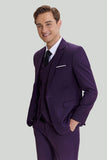 Revers cranté violet 3 Pièces Un Bouton Costumes Hommes