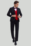 Blazer à revers noir cranté à poitrine unique