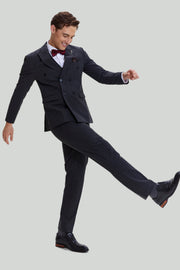 Costume 3 pièces Pinstripe Gris Foncé Homme