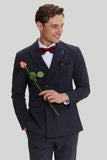 Costume 3 pièces Pinstripe Gris Foncé Homme