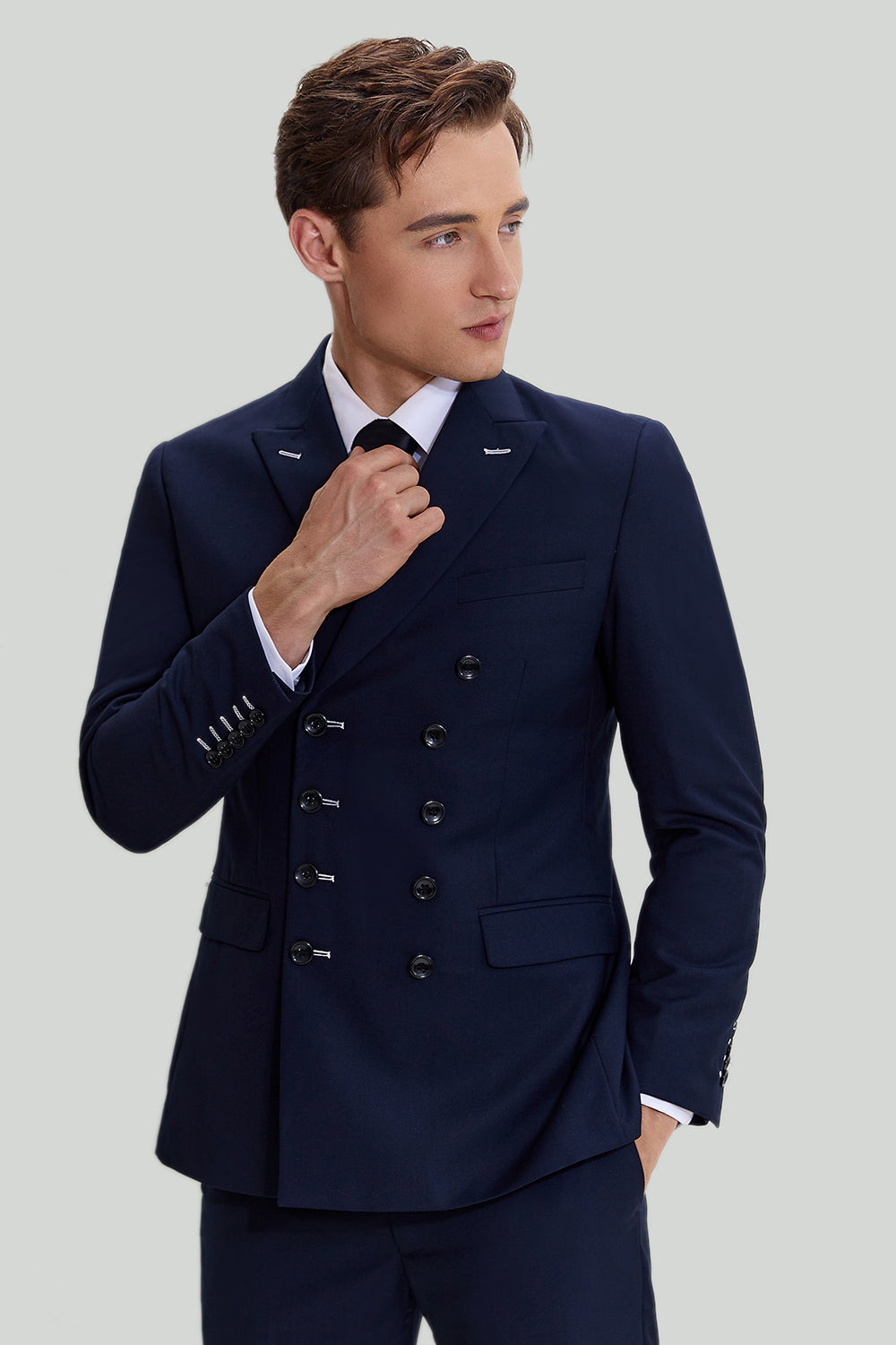 Costume à double poitrine 2 pièces Navy pour hommes