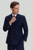 Costume à double poitrine 2 pièces Navy pour hommes