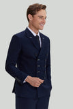 Costume à double poitrine 2 pièces Navy pour hommes
