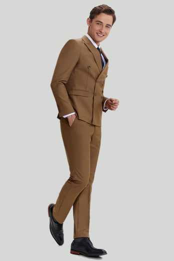 Khaki Homme 2 Pièces Slim Fit Smoking et Costume