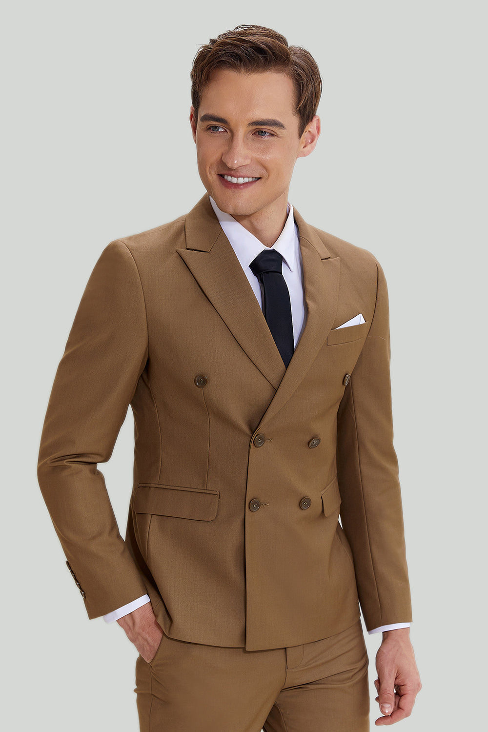 Khaki Homme 2 Pièces Slim Fit Smoking et Costume