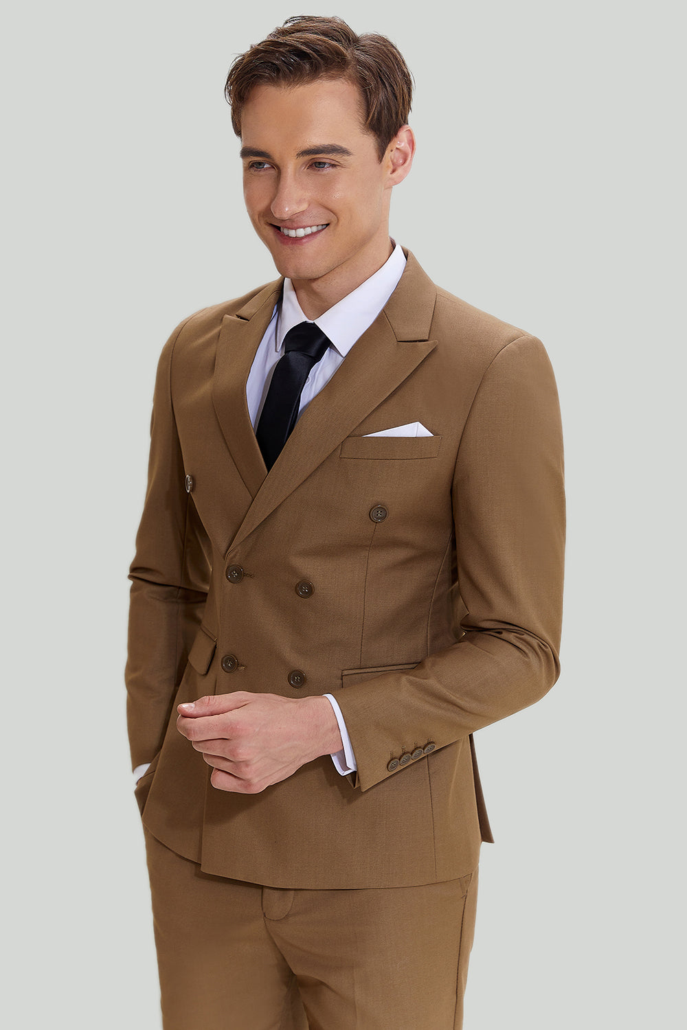 Khaki Homme 2 Pièces Slim Fit Smoking et Costume