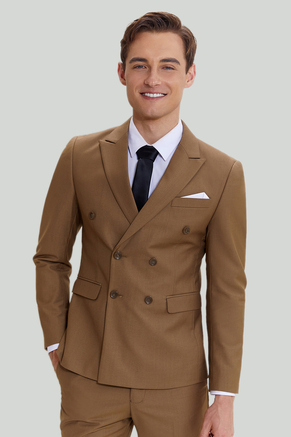 Khaki Homme 2 Pièces Slim Fit Smoking et Costume