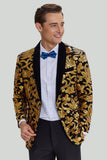 Blazer pour homme doré Veste de costume d'affaires solide à un bouton coupe slim