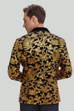 Blazer pour homme doré Veste de costume d'affaires solide à un bouton coupe slim