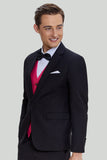 Noir Rose 2 Pièces Revers Encoché Costumes Hommes