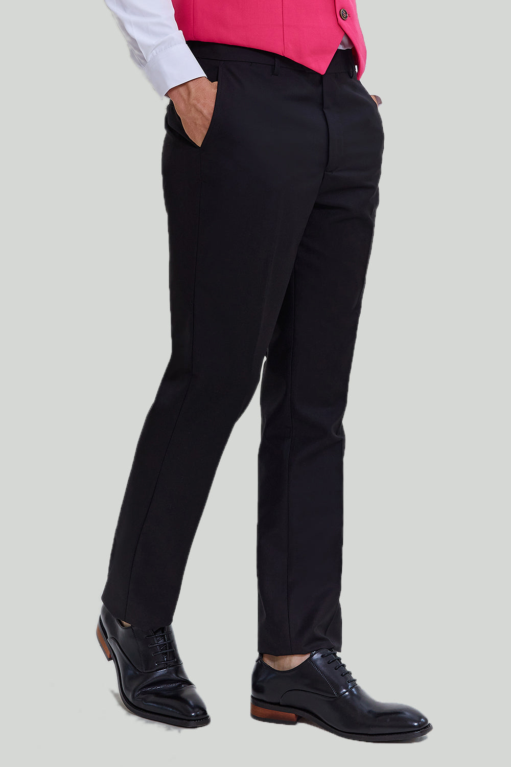 Noir Rose 2 Pièces Revers Encoché Costumes Hommes
