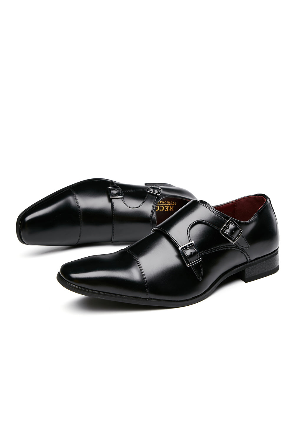 Black Monk Strap Chaussures habillées en cuir pour hommes
