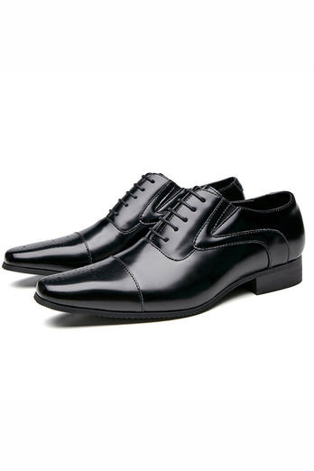 Chaussures formelles en cuir à lacets noirs pour hommes