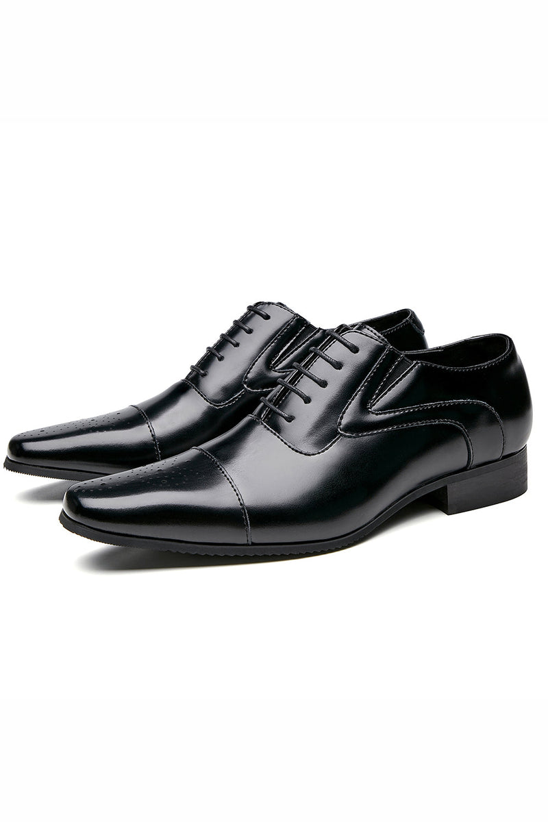 Charger l&#39;image dans la galerie, Chaussures formelles en cuir à lacets noirs pour hommes