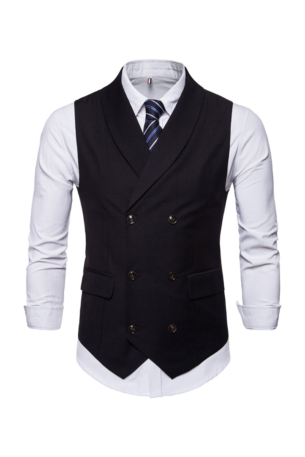 Gilet noir à revers châle à revers pour hommes