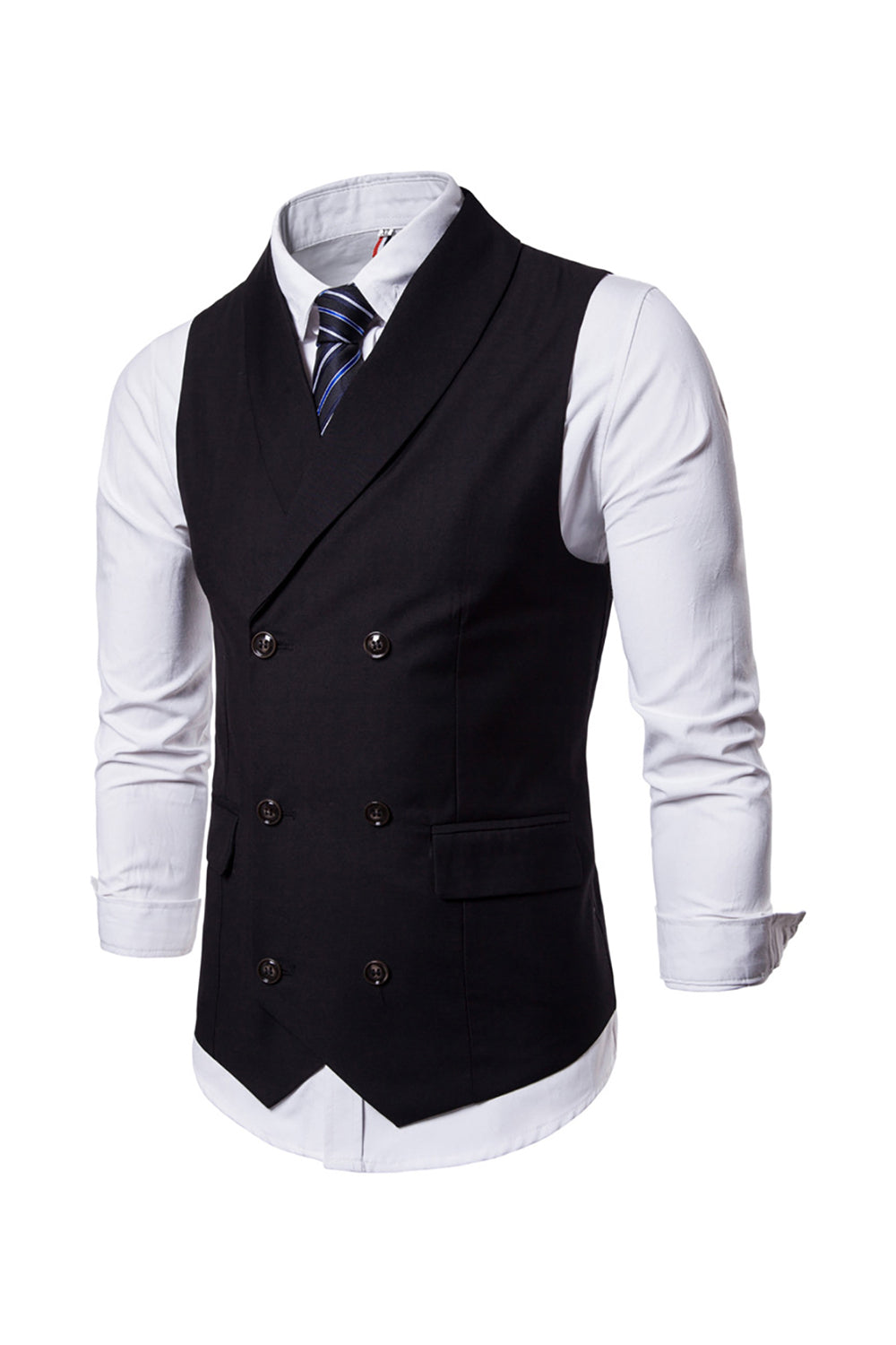 Gilet noir à revers châle à revers pour hommes