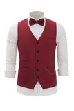 Burgundy Shawl Lapel Single Breasted Men’s Suit Vest