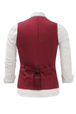Burgundy Shawl Lapel Single Breasted Men’s Suit Vest