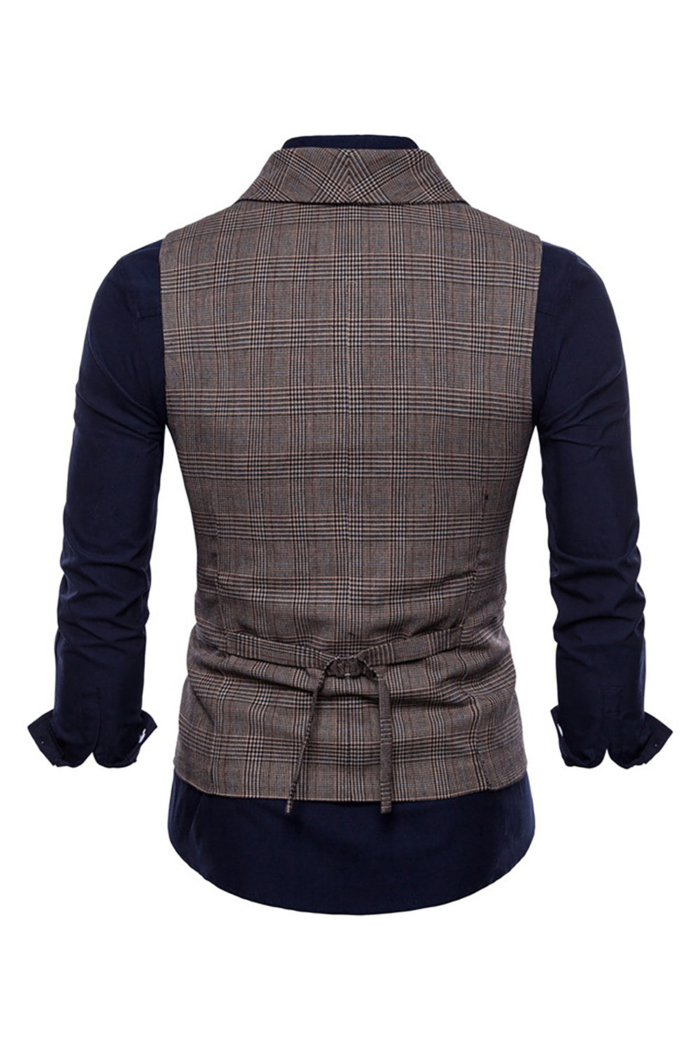 Gris Pinstripe Double Poitrine Châle Lapel Hommes Costume Gilet