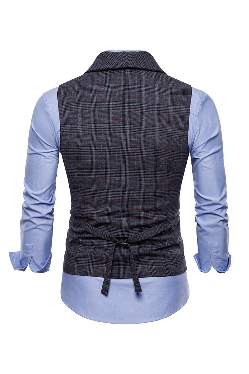 Gris Pinstripe Double Poitrine Châle Lapel Hommes Costume Gilet