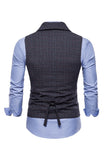 Gris Pinstripe Double Poitrine Châle Lapel Hommes Costume Gilet