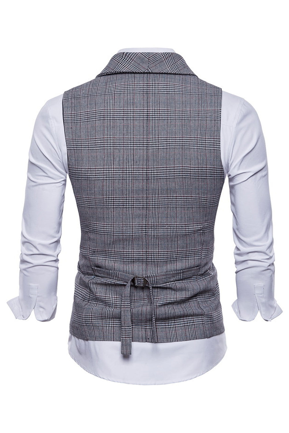 Gris Pinstripe Double Poitrine Châle Lapel Hommes Costume Gilet