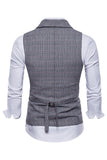 Gris Pinstripe Double Poitrine Châle Lapel Hommes Costume Gilet