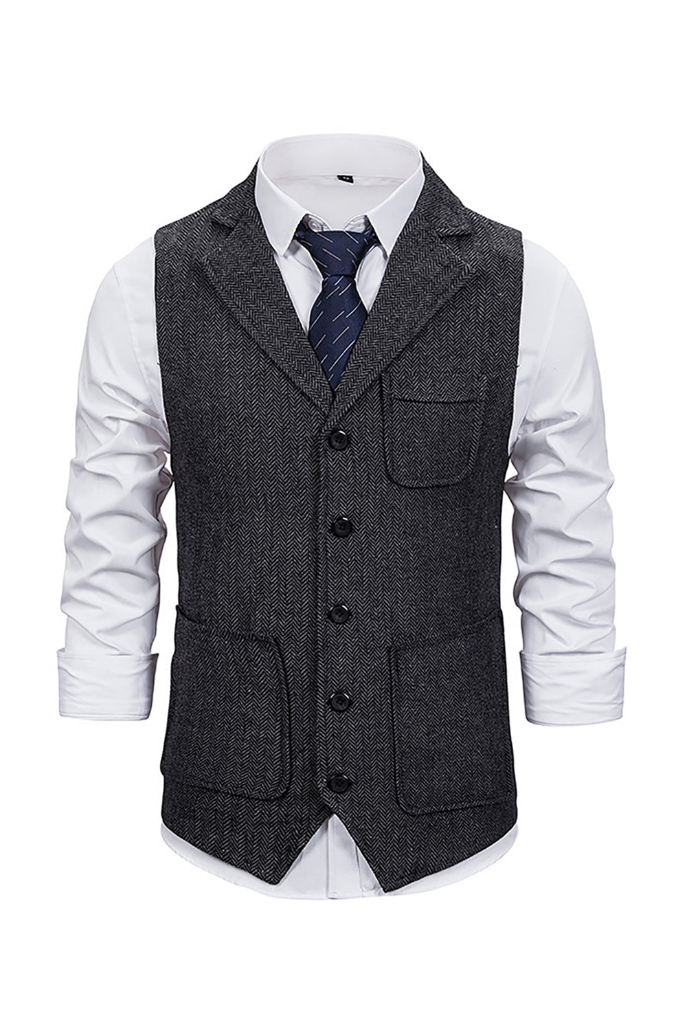 Brown Tweed Single Breasted Notched Lapel Veste de costume pour hommes