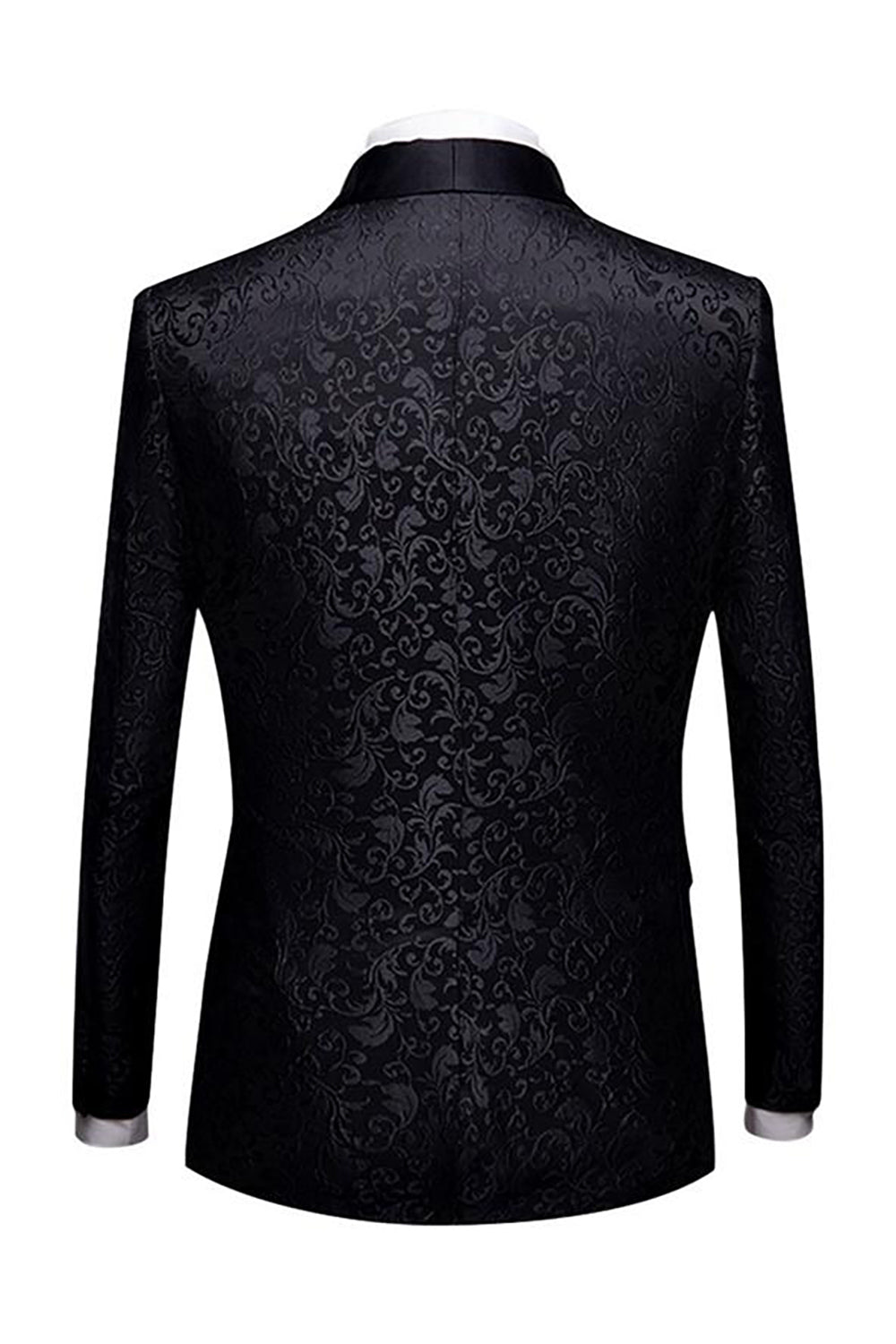 Noir Jacquard Shawl Lapel Homme 2 Pièces Costumes