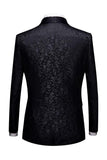 Noir Jacquard Shawl Lapel Homme 2 Pièces Costumes