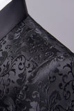 Noir Jacquard Shawl Lapel Homme 2 Pièces Costumes