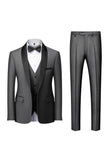 Gris Shawl Lapel Costumes 3 pièces pour hommes