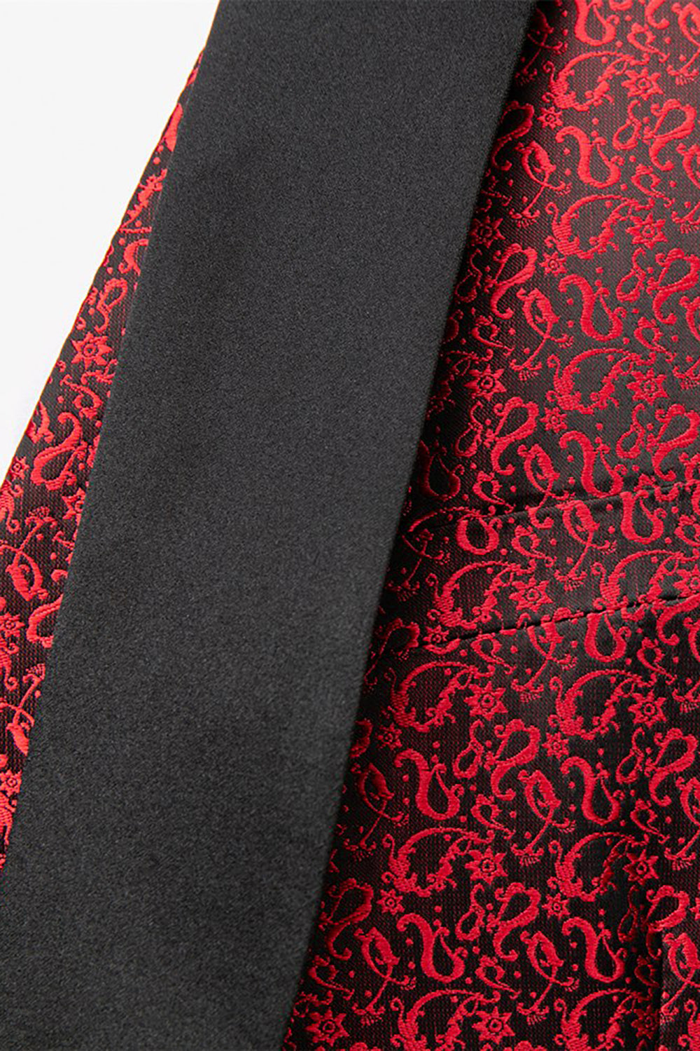 Châle Noir Lapel Jacquard 3 Pièces Costumes Homme