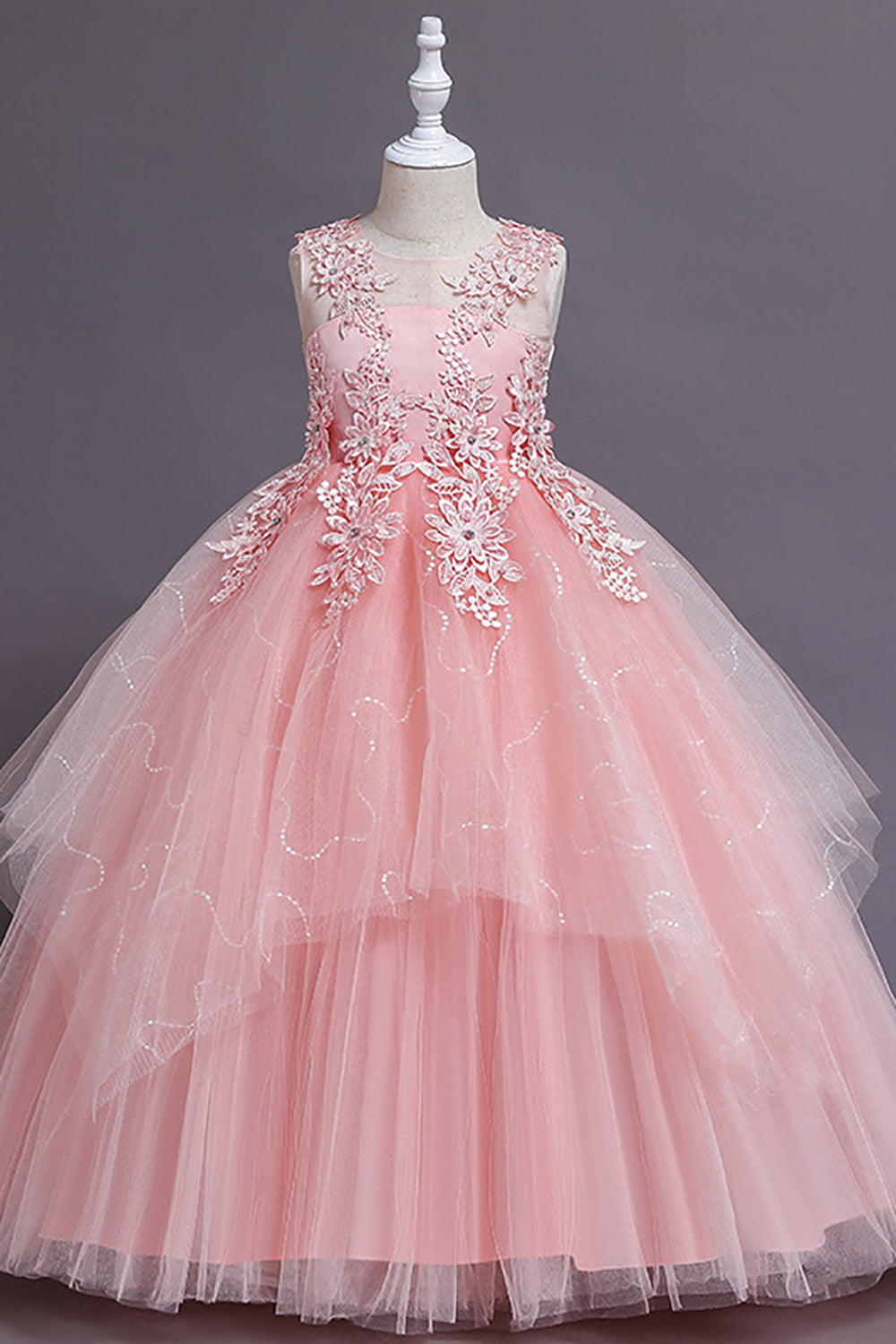 Robe de demoiselle d'honneur en tulle bleu clair avec Appliques